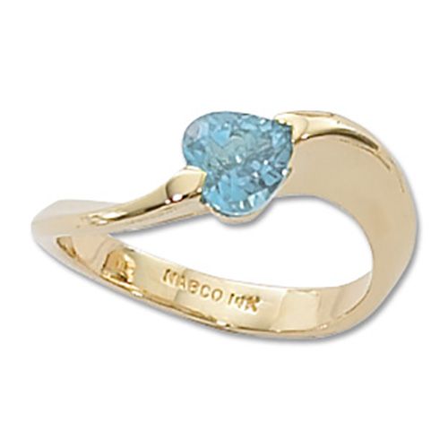 Heart Swiss Blue Topaz Ring - 14K Yellow Gold Size 7