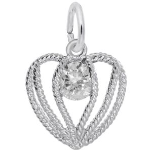 Held in Love Heart April Charm - 14K White Gold - 10-1850-004-wg