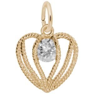 Held in Love Heart April Charm - Gold Plated - 10-1850-004-gp