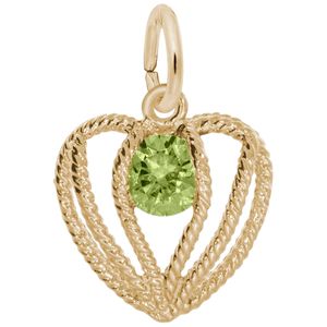 Held in Love Heart August Charm - Gold Plated - 10-1850-008-gp