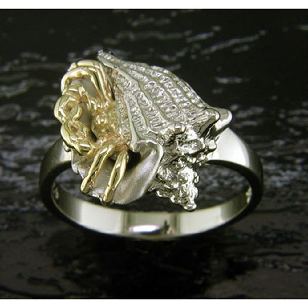 SD-SGR681 Hermit Crab Ring - Sterling Silver and 14K Gol