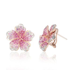 Hibiscus Flower Latchback Earrings 21mm