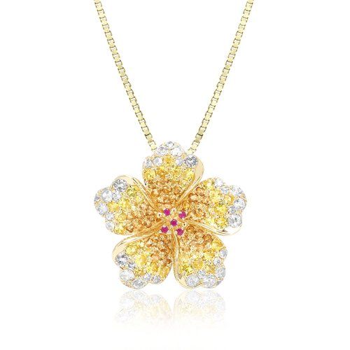 Hibiscus Flower Pendant 21mm, Hawaiian Inspired Pendant, FHP-35714/YG