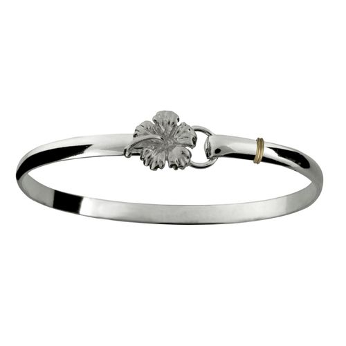 Hibiscus Hook Bracelet - SS & 14K Gold 4mm 6.0 Inch - C4HIB60