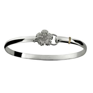 Hibiscus Hook Bracelet - SS & 14K Gold 4mm 8.0 Inch - C4HIB80