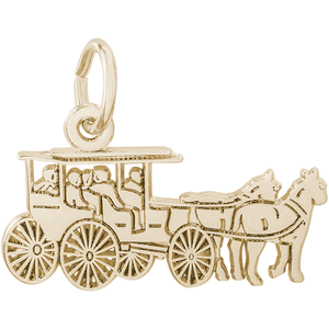 Horse & Carriage 2 Dimensional Charm - Gold Plated - 10-1508-gp