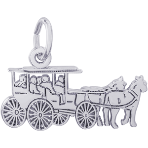 Horse & Carriage 2 Dimensional Charm - Sterling Silver - 10-1508-s