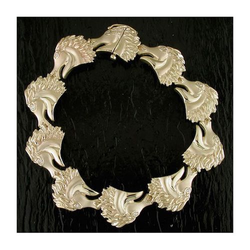 Horse Head Link Bracelet - 14K Gold 10 Links  - SD-FGB016