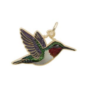 Hummingbird Charm  - Painted- Gold Plated-10-1144-1-GP