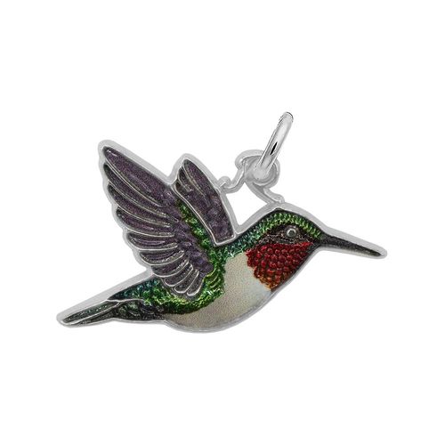 Hummingbird Charm  - Painted- Sterling Silver-10-1144-1-SS