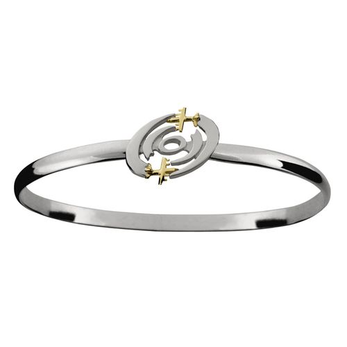 Hurricane Airplane Hook Bracelet - Sterling Silver & 14K 6mm 8.0 Inch
