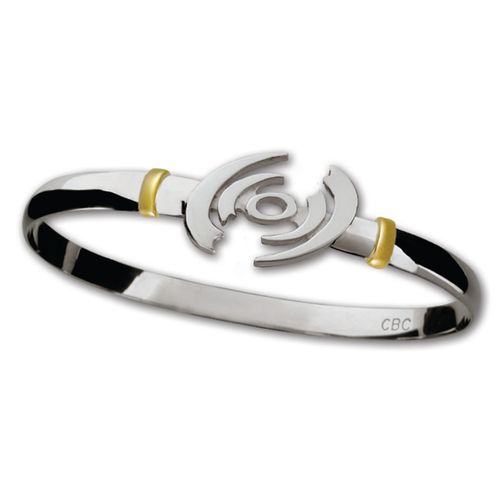 Hurricane Hook Bracelet - Sterling Silver & 14K Gold 4mm 6.5 Inch