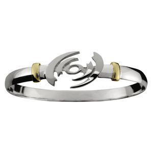Hurricane Hook Bracelet - Sterling Silver & 14K Gold 6mm 7.5 Inch