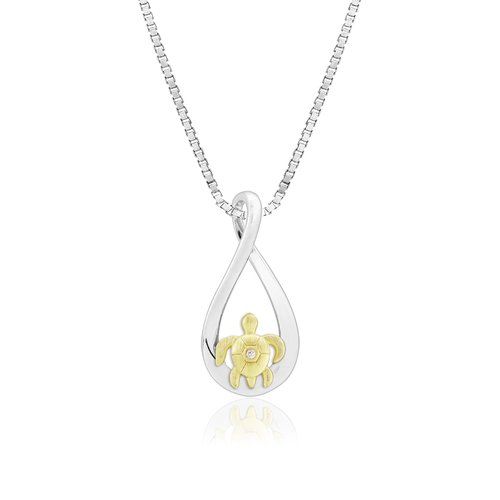 Infinity Turtle Pendant with Diamond, Hawaiian Inspired Pendant, ITP-019518