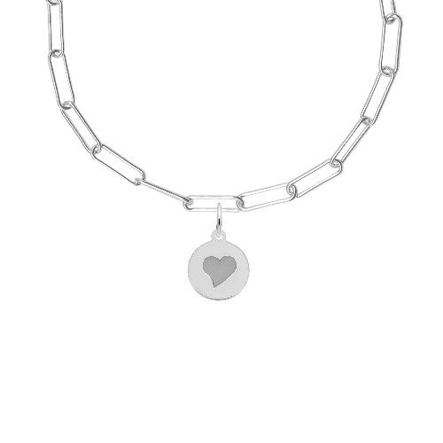Initial Disc Heart Necklace Set - Sterling Silver - 29-1897-310-SS