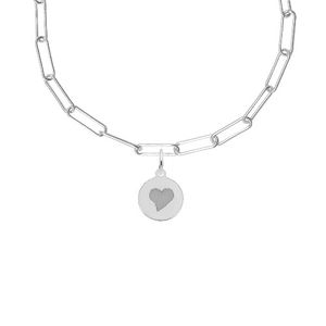 Initial Disc Heart Necklace Set - Sterling Silver - 29-1897-310-SS