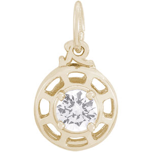Insightful April Stone Charm - 14K Gold