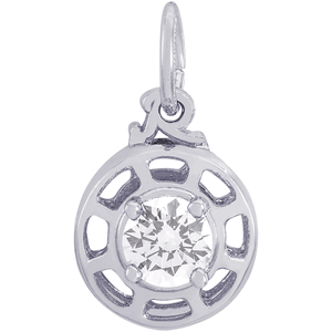 Insightful April Stone Charm - Sterling Silver