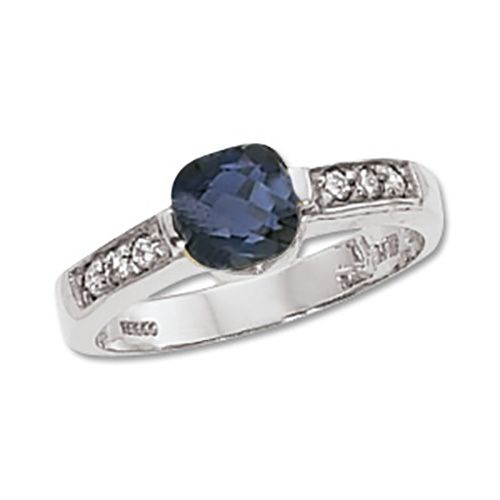 Iolite & Diamond Ring - 14K White Gold Size 7