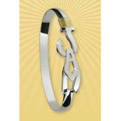 Jamaica Caribbean Destination Bracelet - Sterling Silver & 14K Gold 6mm Wide