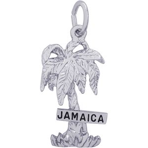Jamaica Palm With Sign Charm - 14K White Gold