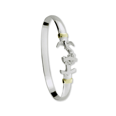 Jekyll Island Georgia Destination Bracelet - Sterling Silver & 14K Gold 6mm Wide