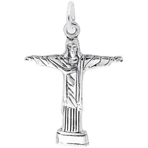 Jesus On Cross Charm 14K While Gold - 10-1577-0-14KW