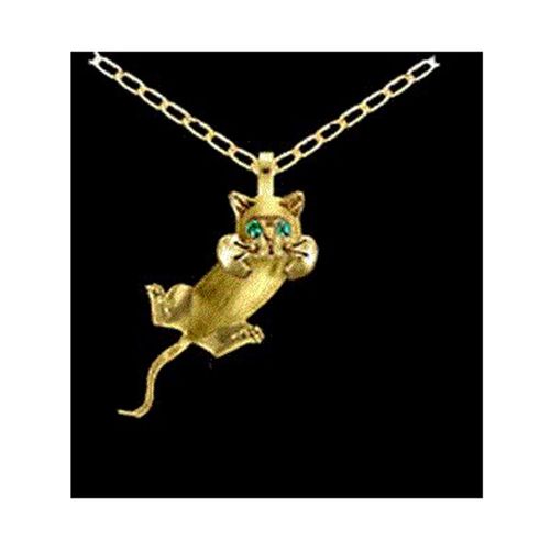 Kitten Body Swivels Pendant - 14K Yellow Gold
