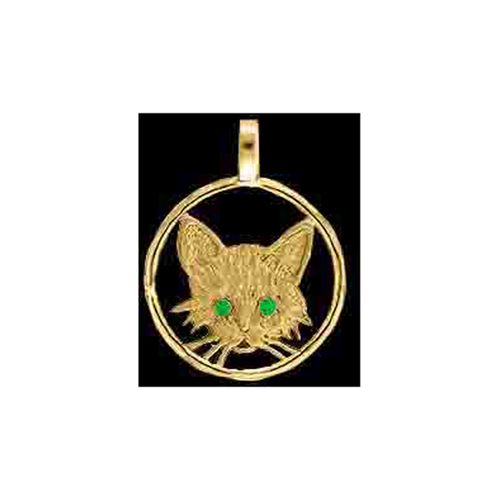 Kitten Face Medallion Pendant - 14K Yellow Gold