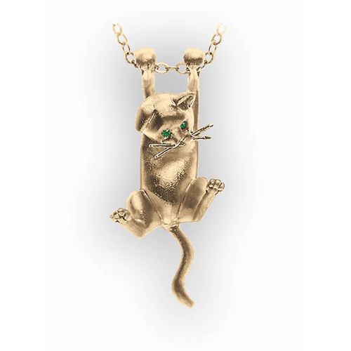 Kitten Pendant - 14K Yellow Gold