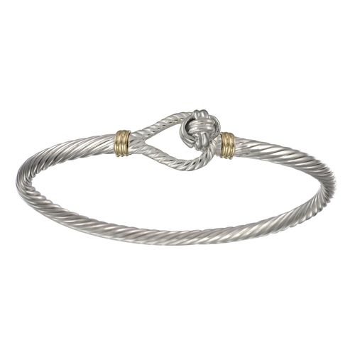Knot Cable Hook Bracelet - Sterling Silver & 14K Gold 3.5mm 7 Inch