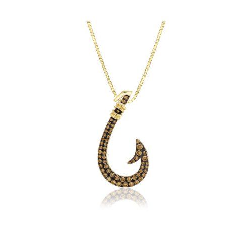 Koa Diamond Hook Pendant, Hawaiian Inspired Pendant, KDP-38197