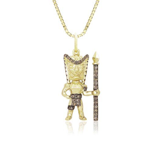 Koa Diamond Tiki Cloth Pendant, Hawaiian Inspired Pendant, KTP-36114