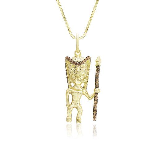 Koa Diamond Tiki Pendant, Hawaiian Inspired  Pendant, KTP-35824