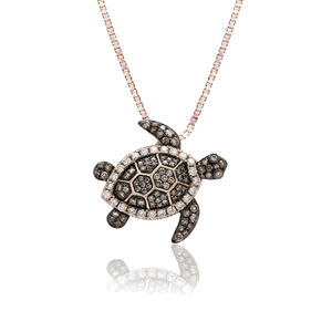 Koa Diamond Turtle Pendant 20mm, Hawaiian Inspired Pendant, STP-36050K