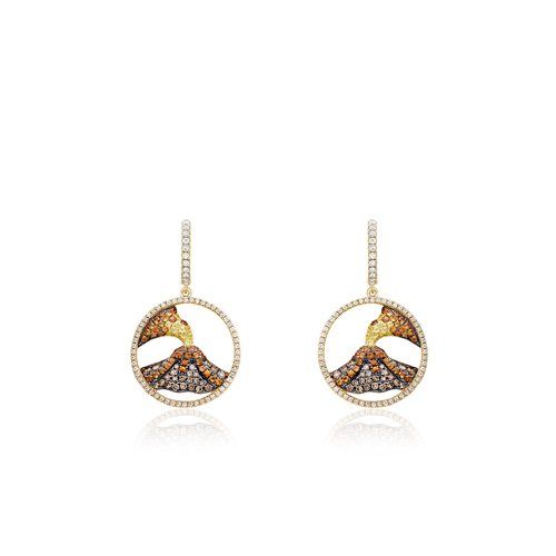 Koa Diamonds® Deluxe Volcano Earrings 20mm, Hawaiian Inspired Earrings, KDE-36522
