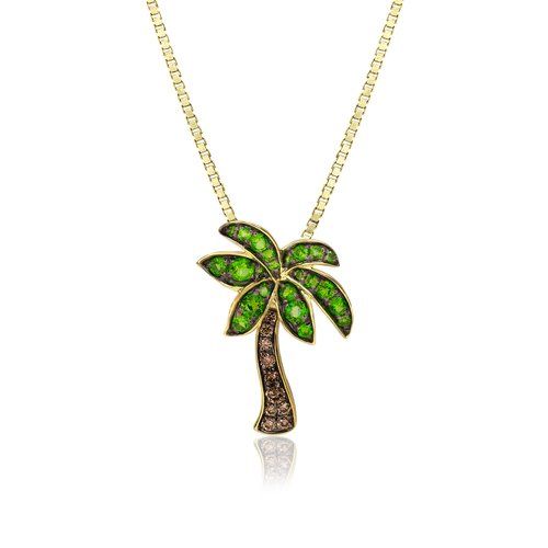 Koa Diamonds® Gold Palm Tree Pendant, Hawaiian Inspired Pendant, PTP-35813