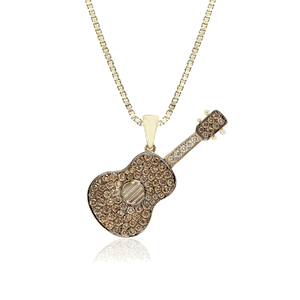 Koa Diamonds® Guitar Pendant, Hawaiian Inspired  Pendant, UKP-35817K