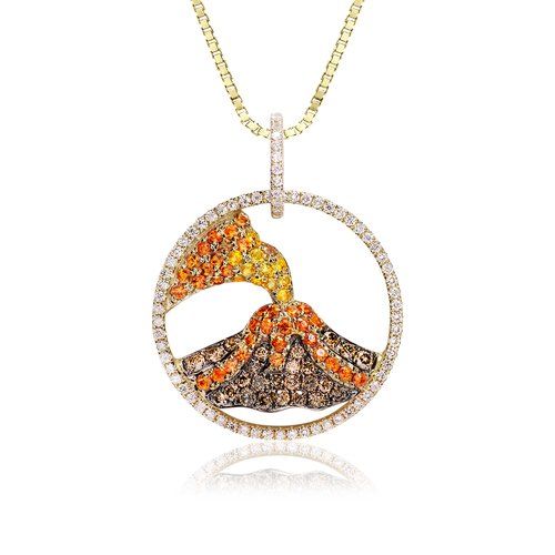Koa Diamonds® Volcano Deluxe Pendant 24mm, Hawaiian Inspired Pendant, KDP-35823