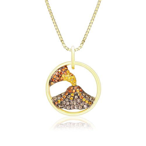 Koa Diamonds® Volcano Pendant 20mm, Hawaiian Inspired Pendant, KDP-35820