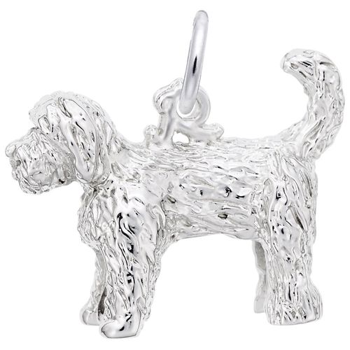 Labradoodle Dog Charm Sterling Silver - 10-1694