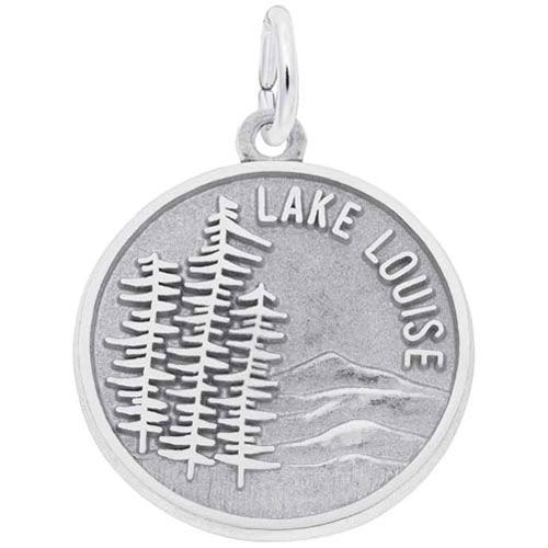 Lake Louise Scene Charm 14K While Gold - 10-4163-0-14KW