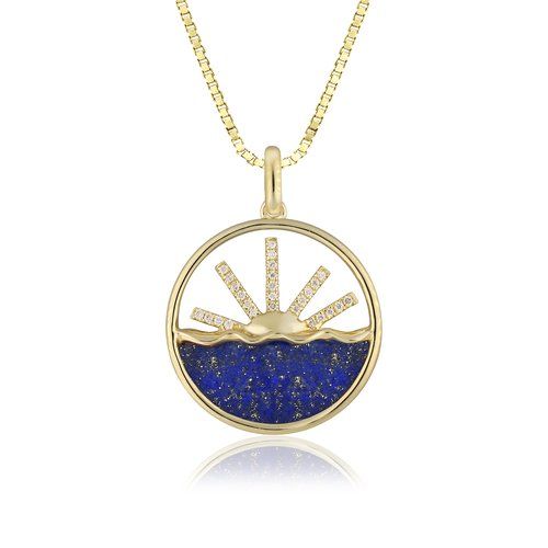 Lapis Sunset Diamond Pendant, Hawaiian Inspired Pendant, SSP-0089/L
