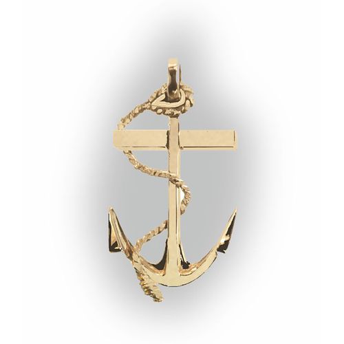 Large Anchor Pendant - 14K Yellow Gold