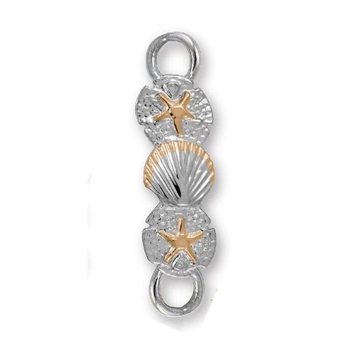 Large Beachcomber Clasp Bracelet - Sterling Silver & 14K Gold