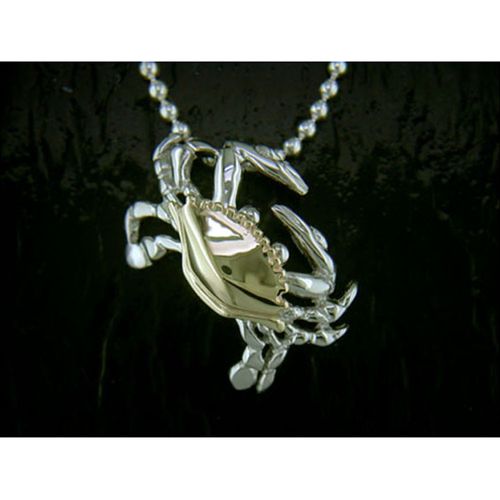 Large Crab Pendant - Sterling Silver and 14K Gold  - SD-SGP622
