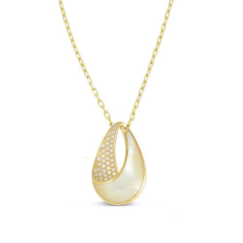 Large Crescent Drop with White Mother of Pearl Pendant