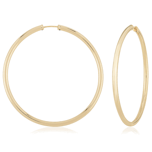 Large Endless Tube Hoop Earrings - 14K Yellow Gold