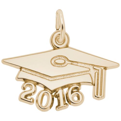 Large Graduation Cap 2016 Charm - 10K Gold - 10-6916-10k