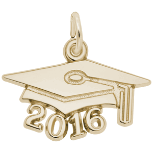 Large Graduation Cap 2016 Charm - Gold Plated - 10-6916-gp